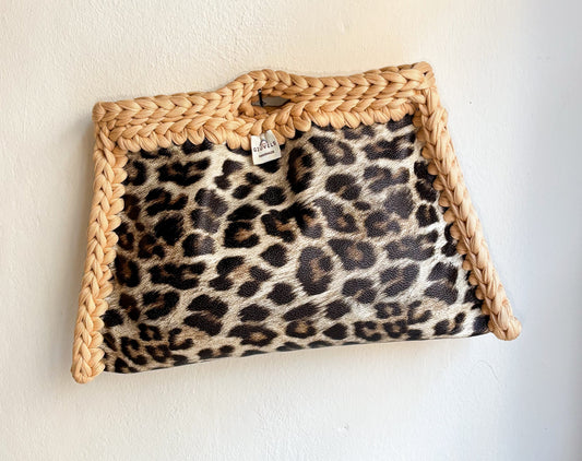 🐆🥜 GIUncinetto POCHETTE BIG LEOPARDO con contorno Nocciola