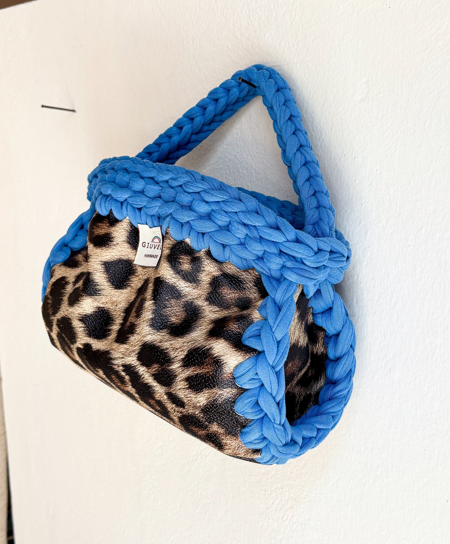 🐆🩵 GIUncinetto OVAL SMALL LEOPARDO con contorno Azzurro