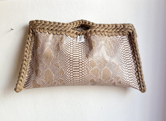 🐍🤎 GIUncinetto MAXI POCHETTE PITONE BEIGE con contorno Beige Tortora