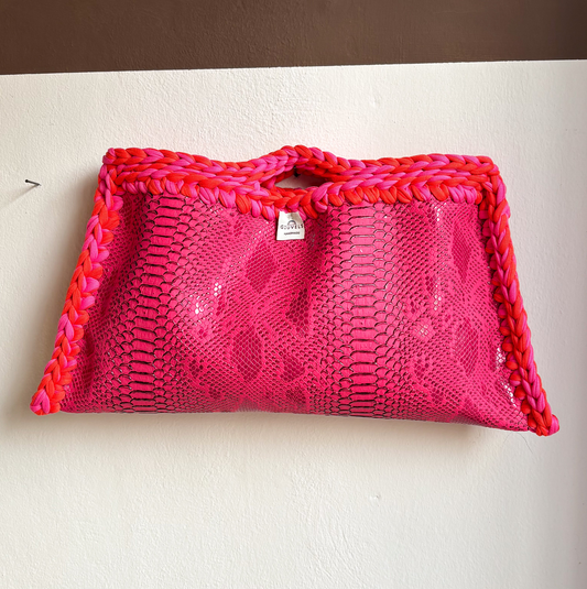 🐍🩷🧡 GIUncinetto MAXI POCHETTE PITPINK con contorno MIX Fucsia & Arancio