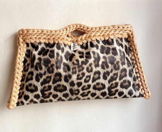 🐆🥜 GIUncinetto MAXI POCHETTE LEOPARDO con contorno Nocciola