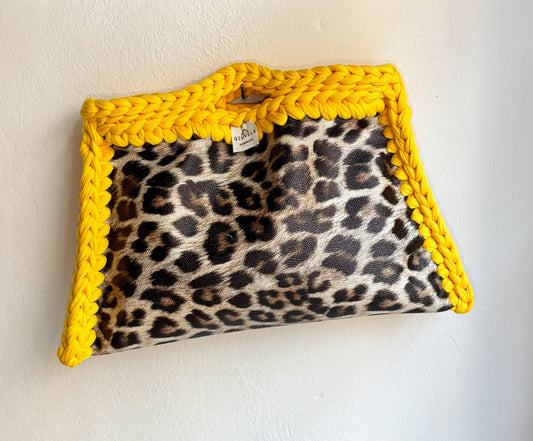 🐆💛 GIUncinetto POCHETTE BIG LEOPARDO con contorno Giallo
