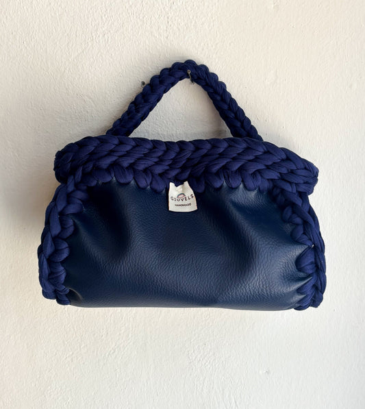 💙💙 GIUncinetto OVAL SMALL Ecopelle BLUE con contorno Blu & LATERALI PITONE BLU