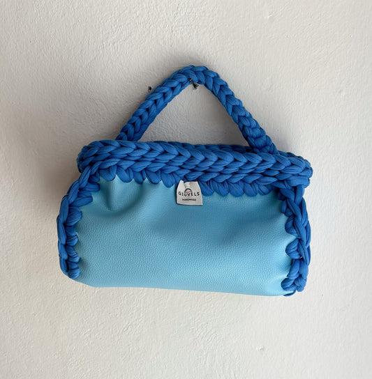 🩵🩵 GIUncinetto OVAL SMALL Ecopelle AZZURRA con contorno Azzurro