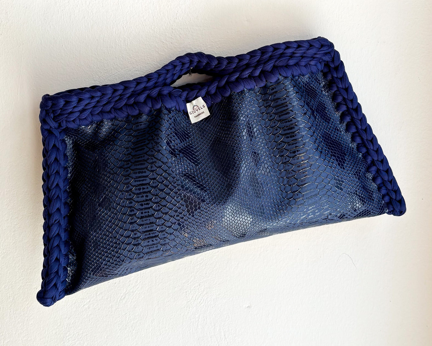 🐍💙 GIUncinetto MAXI POCHETTE PITONE BLU NOTTE con contorno Blu