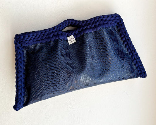 🐍💙 GIUncinetto MAXI POCHETTE PITONE BLU NOTTE con contorno Blu