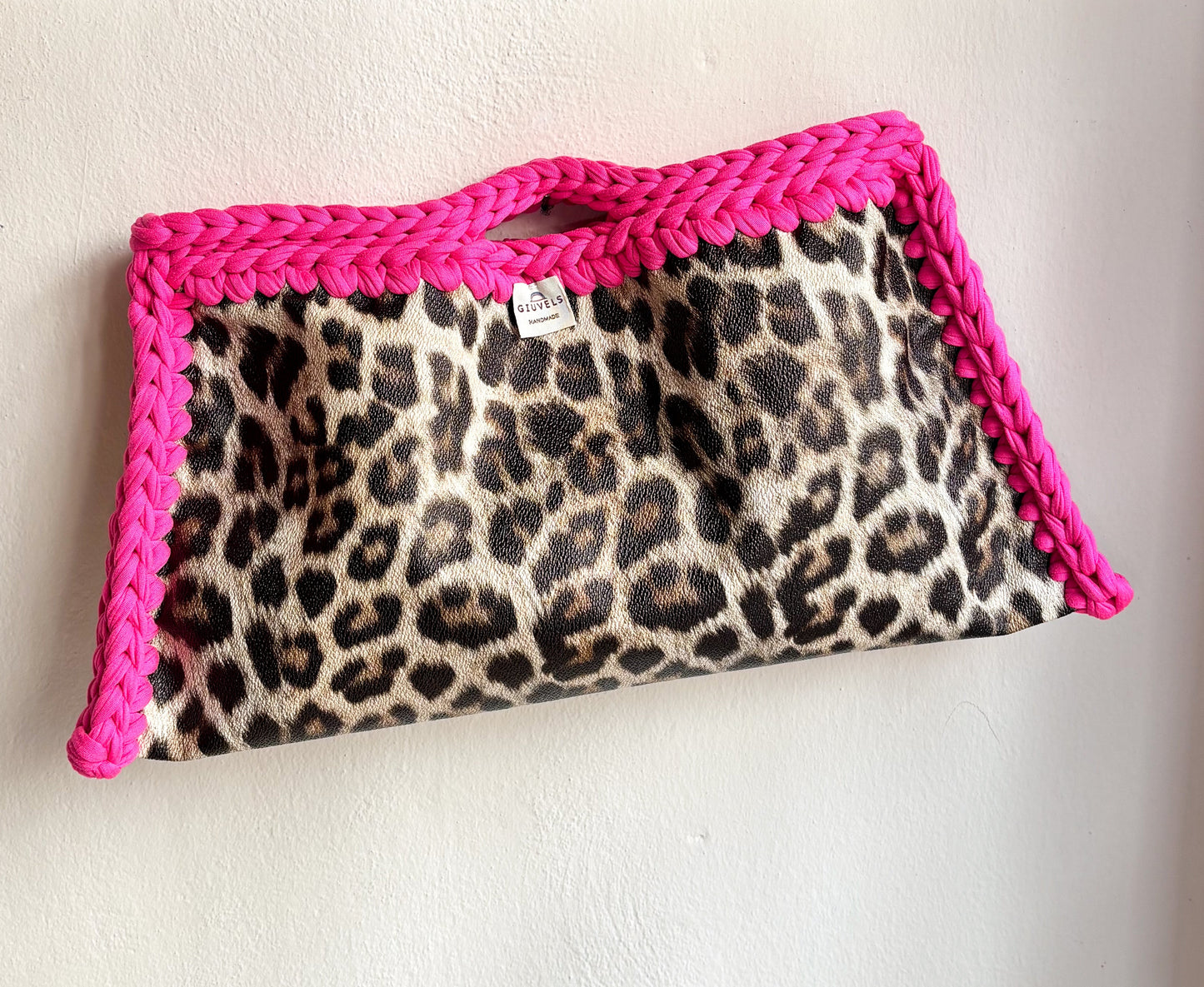 🐆🩷 GIUncinetto MAXI POCHETTE LEOPARDO con contorno Fucsia