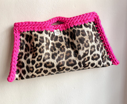 🐆🩷 GIUncinetto MAXI POCHETTE LEOPARDO con contorno Fucsia