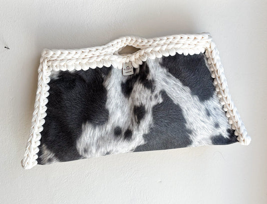 🐄🤍 GIUncinetto MAXI POCHETTE MUCCATO con contorno Bianco