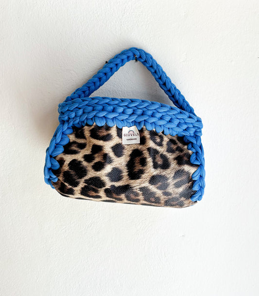 🐆🩵 GIUncinetto OVAL SMALL LEOPARDO con contorno Azzurro