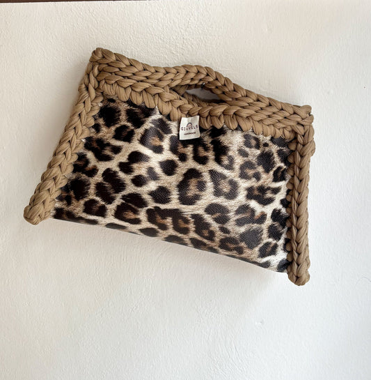 🐆🤎 GIUncinetto POCHETTE MEDIA LEOPARDO con contorno Beige Tortora