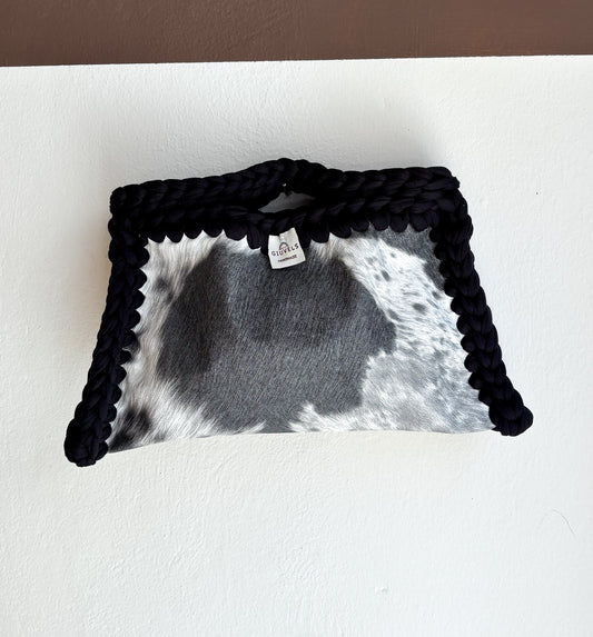 🐄🖤 GIUncinetto POCHETTE MEDIA MUCCATO con contorno Nero