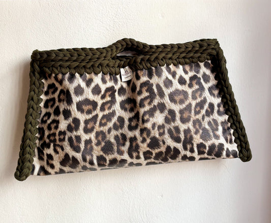 🐆💚 GIUncinetto MAXI POCHETTE LEOPARDO con contorno Verde Militare