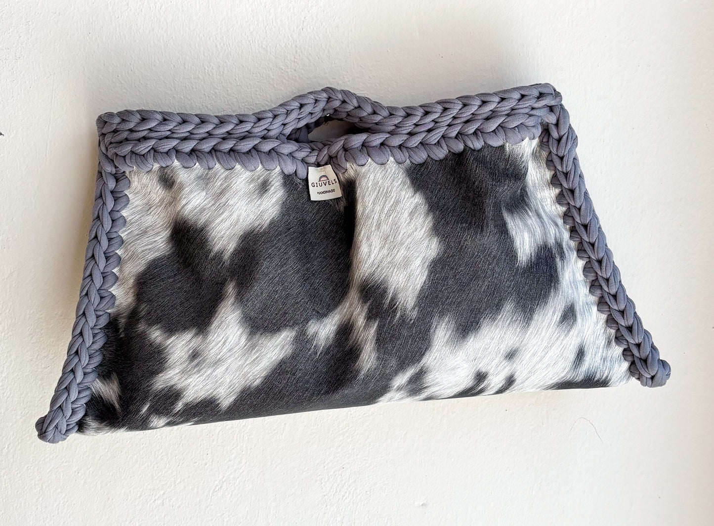 🐄🩶 GIUncinetto MAXI POCHETTE MUCCATO con contorno Grigio