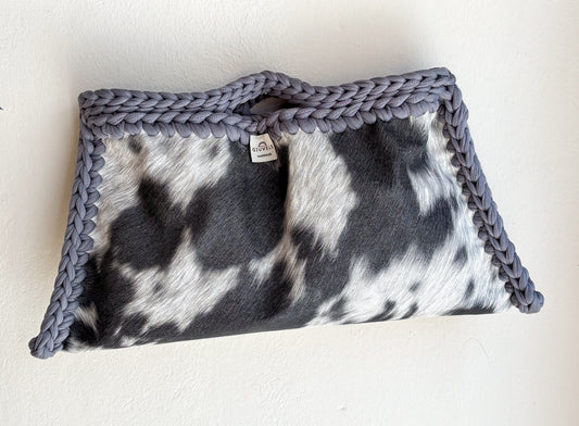 🐄🩶 GIUncinetto MAXI POCHETTE MUCCATO con contorno Grigio