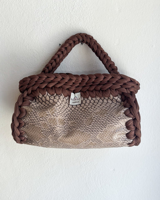 🐍🤎 GIUncinetto OVAL SMALL PITONE BEIGE con contorno Marrone Chiaro
