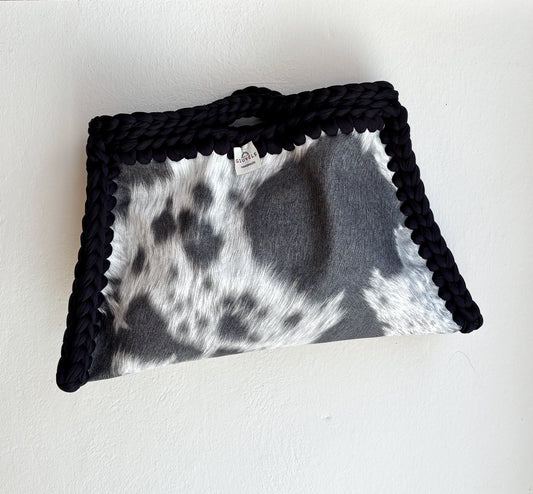 🐄🖤 GIUncinetto POCHETTE BIG MUCCATO con contorno Nero