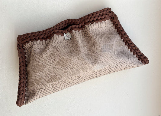 🐍🤎 GIUncinetto MAXI POCHETTE PITONE BEIGE con contorno Marrone Chiaro