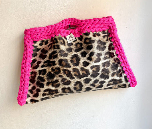 🐆🩷 GIUncinetto POCHETTE BIG LEOPARDO con contorno Fucsia