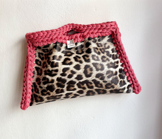 🐆🎟️ GIUncinetto POCHETTE BIG LEOPARDO con contorno Rosa