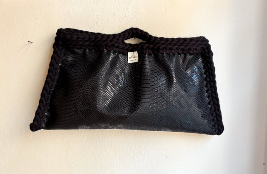 🐍🖤 GIUncinetto MAXI POCHETTE PITONE NERO con contorno Nero